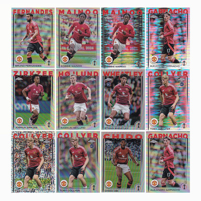 球星卡 B费 梅努 霍伊伦德 加纳乔 银折2024-25 Topps chrome曼联