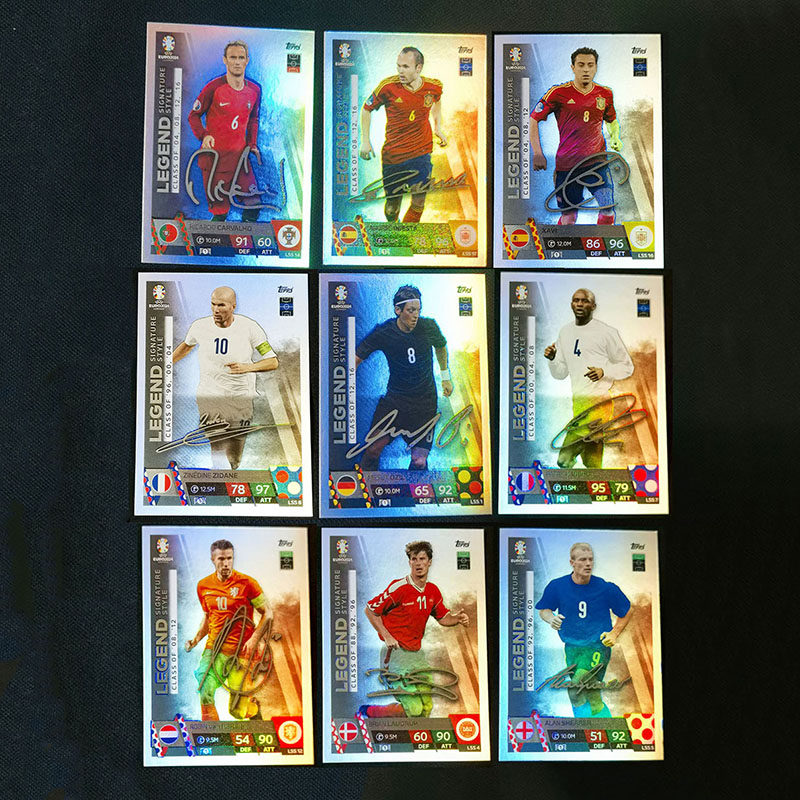 球星卡 欧洲杯 Topps 官方印签字 齐达内 伊涅斯塔 范佩西 哈维图片