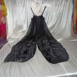 超透性感松紧弹力灯笼裤 薄如蝉翼网红一片式 男女荷叶边吊带连体裤