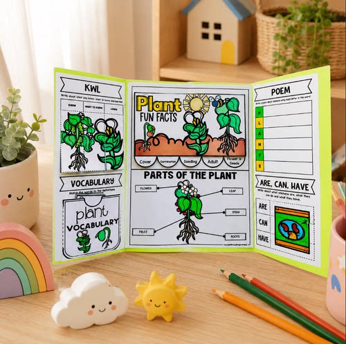 Plant Life Cycle Lapbook植物翻翻书小学英语文教具手工材料DIY