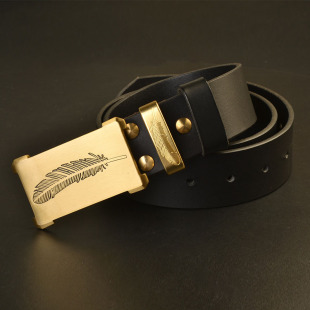 男士纯铜板扣平滑扣头层牛皮真皮皮带中年百搭手工裤腰带加长配件
