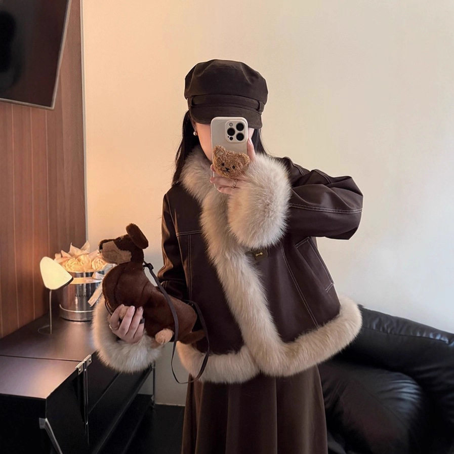 狐狸毛鹅绒服皮草外套女短款韩版真毛显瘦减龄小个子年轻款新款