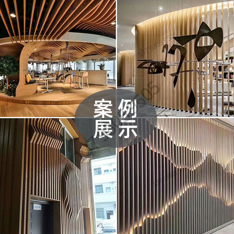 街道改造新中式铝合金窗花格栅定制防盗网仿木纹屏风隔断铝窗花厂