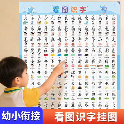儿童宝宝看图识字挂图幼儿园小孩启蒙早教认字汉字表学习神器墙贴