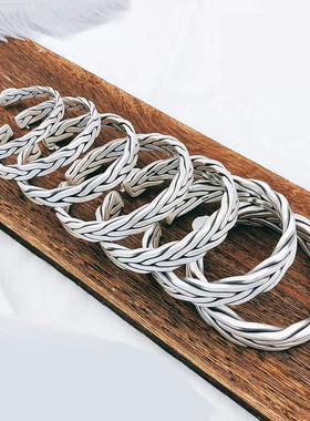 s999纯银手镯手工打造编织开口足银男女手环复古潮情侣银镯子手饰