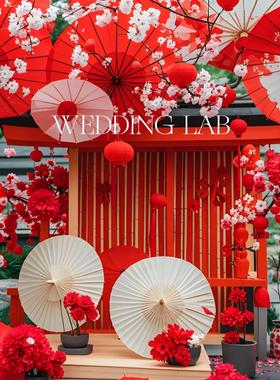 国风红色伞艺打卡美陈装置摆饰装饰婚礼艺术装饰橱窗陈列商业美陈