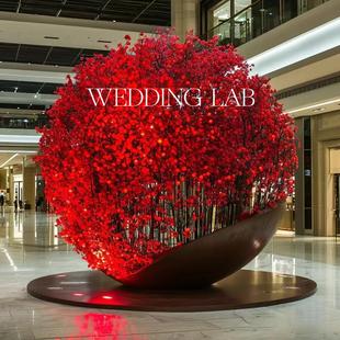 饰橱窗陈列商业美陈 置摆饰婚礼艺术装 红色系新年装 置打卡美陈装