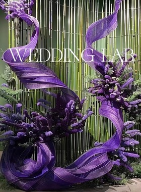 巨型紫色飘带婚礼艺术装饰橱窗陈列商业美陈场景布置艺术装置