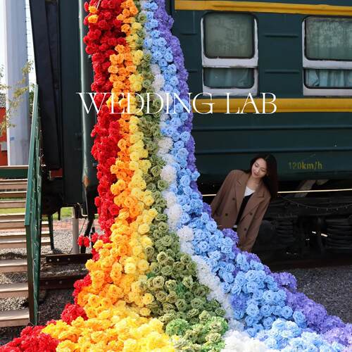 彩虹花滑梯婚礼艺术装饰橱窗陈列商业美陈场景布置艺术装置