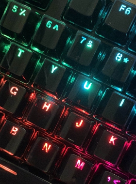 水晶朋克键帽方形圆形透光透明机械键盘104通用87白色矮键帽ikbc