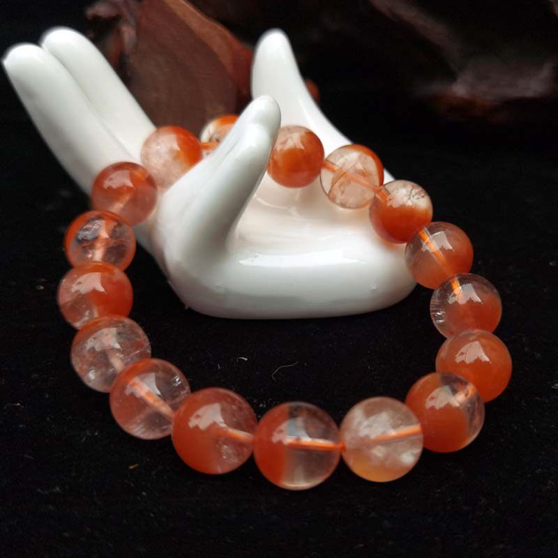 天然红兔毛水晶12mm手链