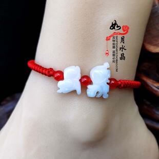 2026年天然翡翠属马随身虎形狗形三合贵人虎马狗脚链聚财太岁手链