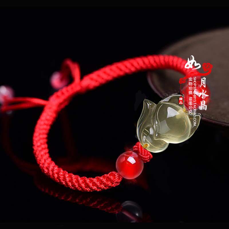黄水晶狐狸精编手链灵狐招财