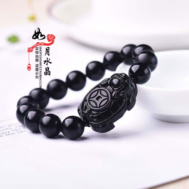 天然天然黑曜石龙龟招财饰品
