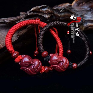 2026年天然朱砂狐狸姻缘男女情侣款招财本命年红绳手链