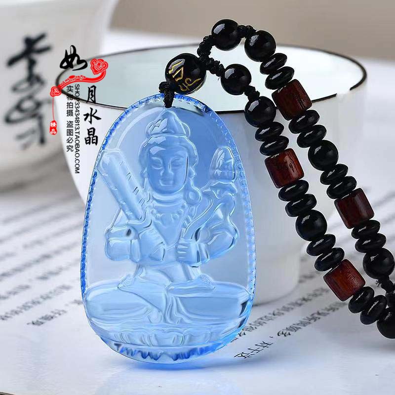 蓝水晶虚空菩萨吊坠牛虎吉祥物