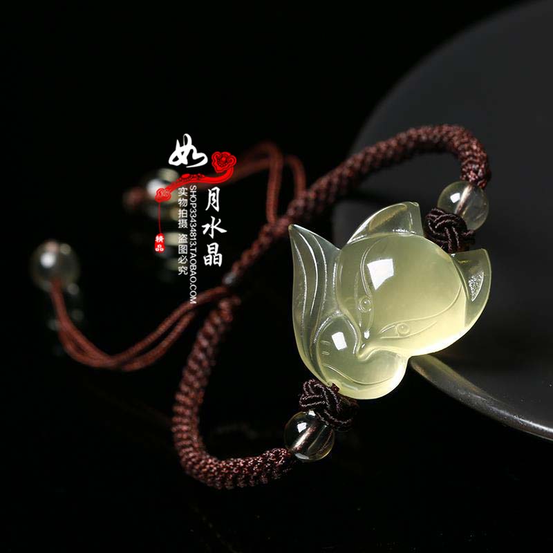 黄水晶狐狸红绳脚链灵狐旺桃花