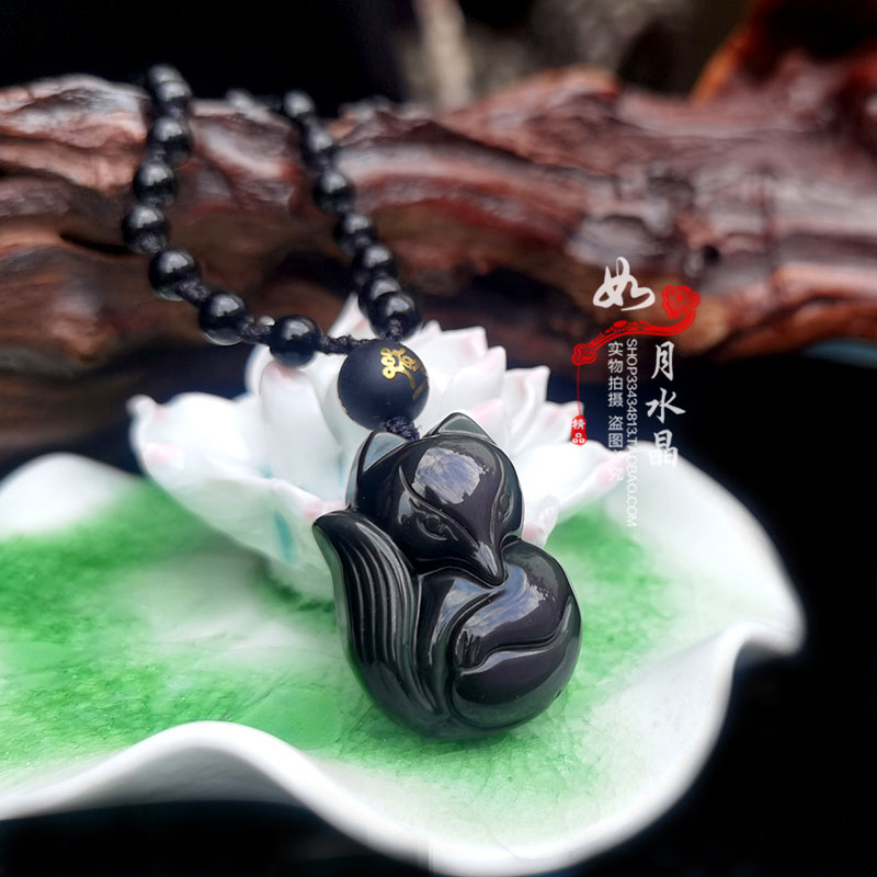 彩虹眼天然黑曜石狐狸