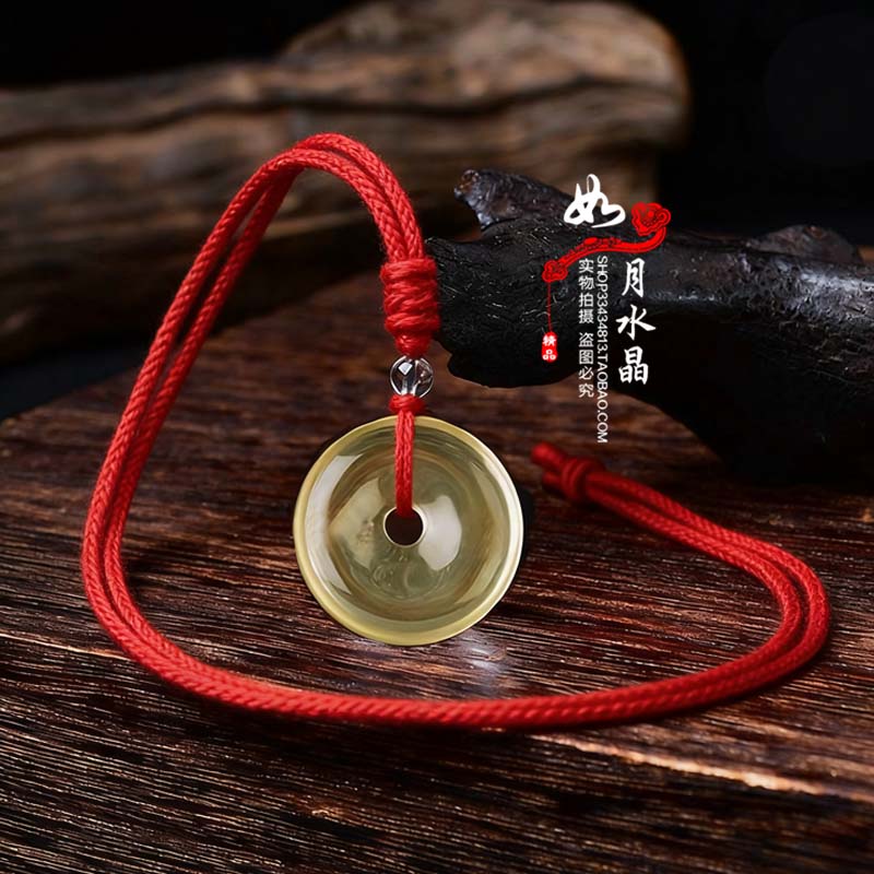 黄水晶平安扣吊坠男女招财