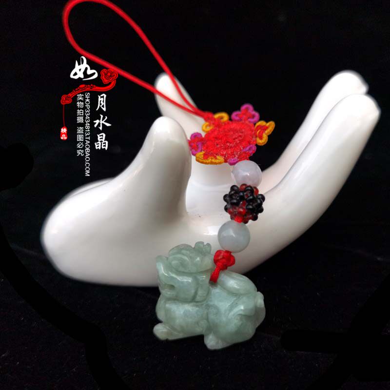 天然翡翠招财麒麟手机链