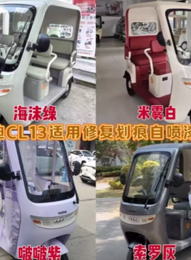 适用雅迪cl13三轮车米雾白色自喷漆车用划痕修复补漆笔海沫绿色