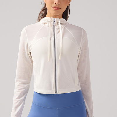 防晒衣女2025新款瑜伽服外套Define女士网面短款连帽夹克吸湿透气