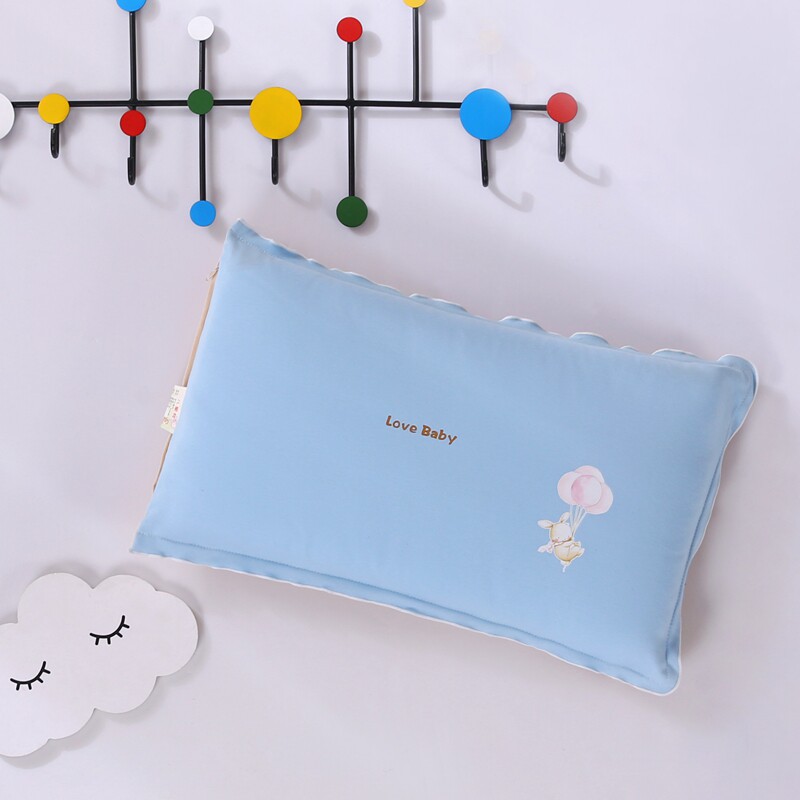 儿童枕头彩棉针织花边枕套柔软珍珠棉枕芯0-12岁小学生助眠保健枕