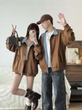 Rpao美式复古格子拼接麂皮绒外套女秋季街头潮牌宽松休闲夹克