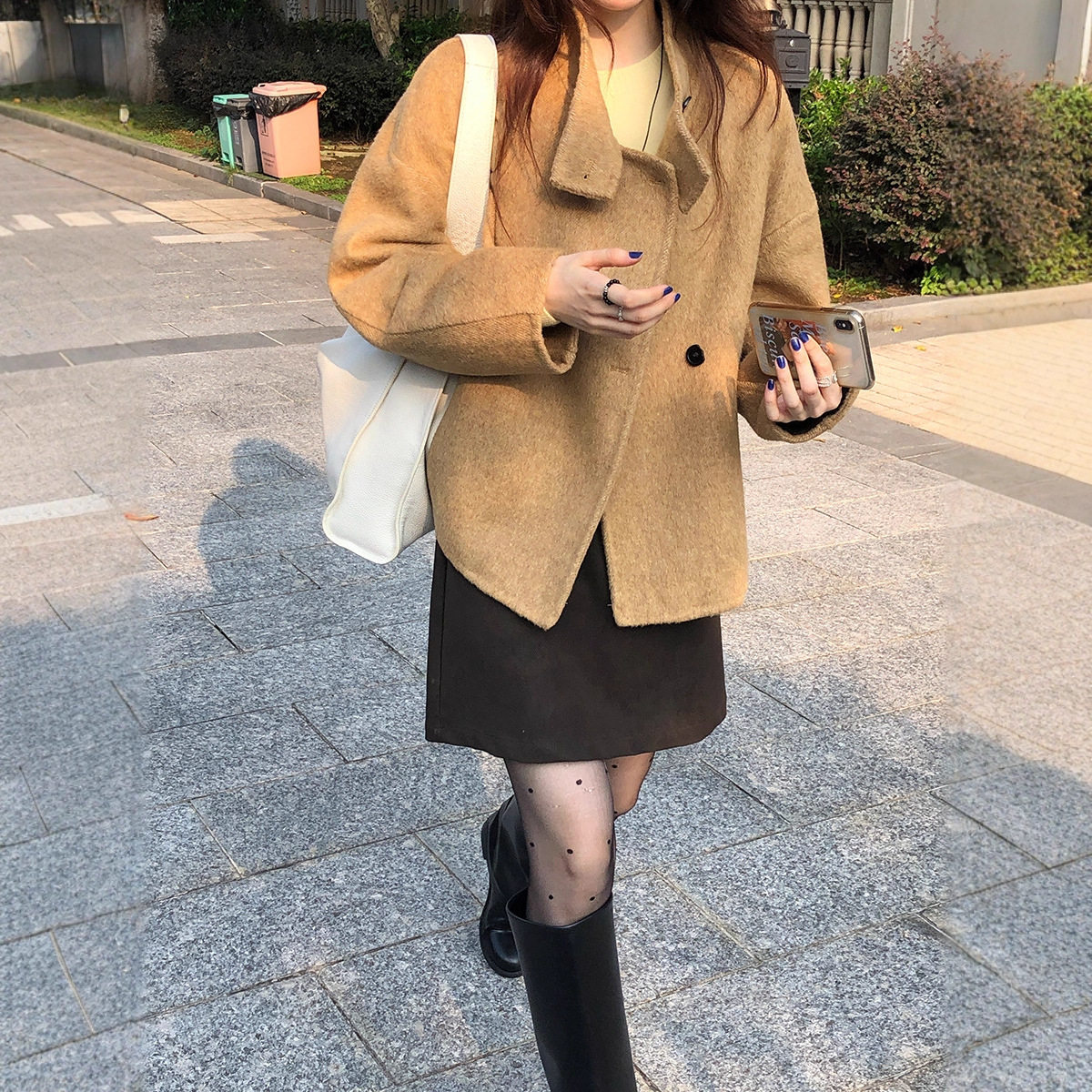2025秋冬新款韩版宽松显瘦双面羊绒大衣女短款小个子羊毛呢子外套