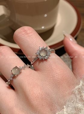 柏林少女超闪新中式芒星戒指女