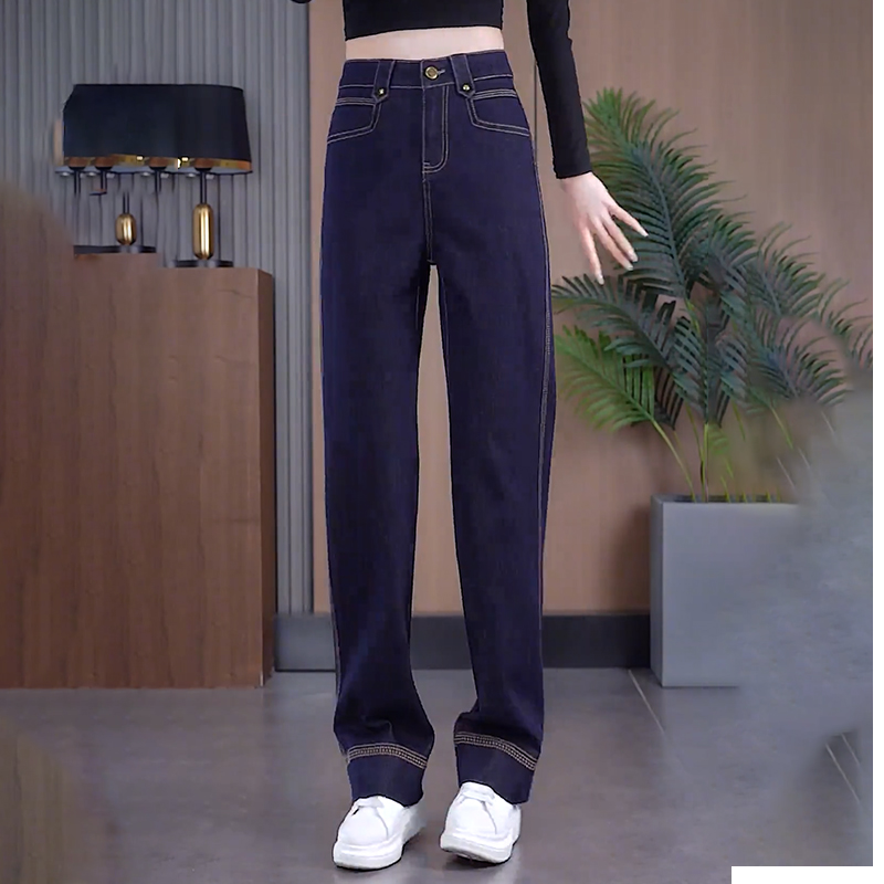 高腰窄版牛仔阔腿裤女2025春秋新款宽松显瘦垂感休闲百搭直筒长裤