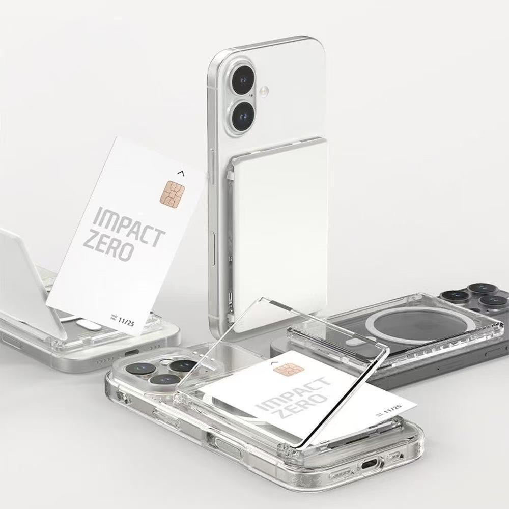 韩国透明PC身份证卡套强力吸附MagSafe磁吸卡包iPhone15Promax手机壳17pro/plus背贴公交卡套13Pro