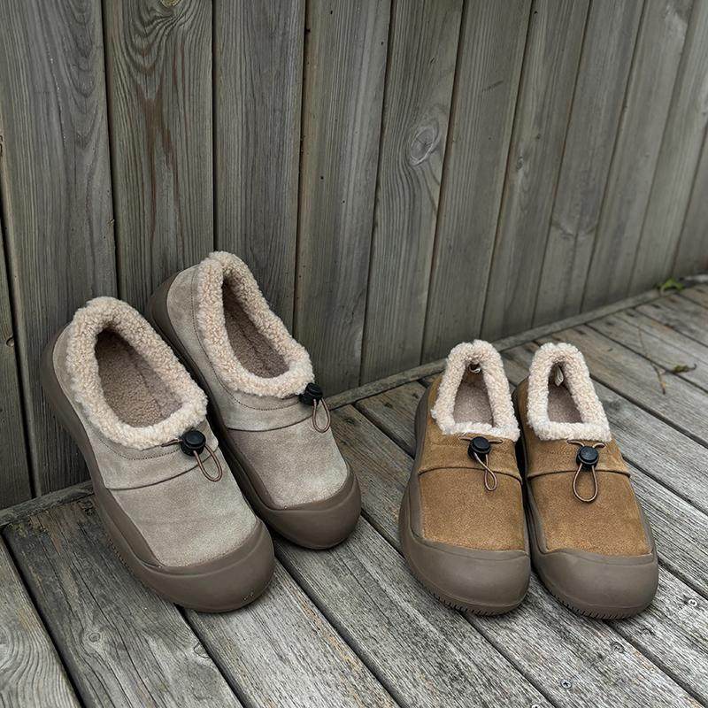 头层牛皮复古手工平底2024真皮新款厚底一脚蹬女鞋百搭加绒豆豆鞋,女鞋,乐福鞋（豆豆鞋）,淘宝优惠券,粉丝福利购,淘宝优惠卷