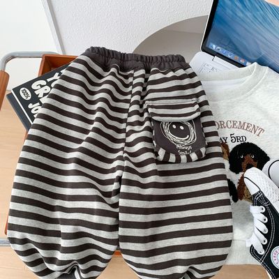 男童条纹卫裤洋气卡通休闲裤