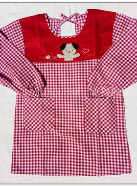 AABY 新款狗狗贴布绣系带长袖围裙/罩/反穿衣.E款