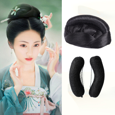假发古风汉服发冠发包贵妃发髻女头饰宋制造型牛角包COS演出套装