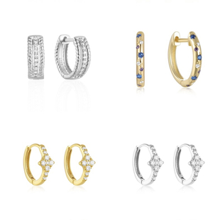 A STAR莫桑钻石18K金耳圈男女925纯银锆石耳扣铂金耳环闪耀设计感