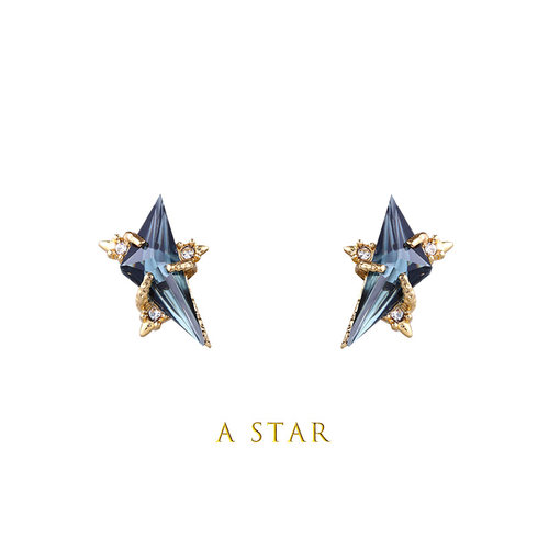astar原创设计蓝宝石男单只耳钉