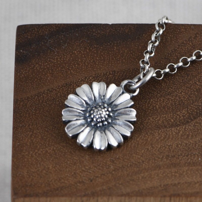 苏念 足银990复古做旧时尚颈饰太阳花文艺气质女泰银项链吊坠挂件,饰品/流行首饰/时尚饰品新,项坠/吊坠,淘宝优惠券,粉丝福利购,淘宝优惠卷