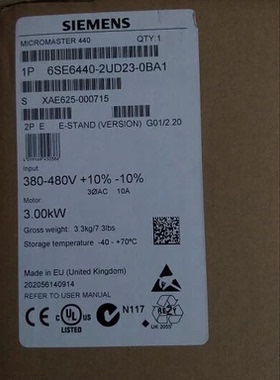 原装6SE6440-2UD23-0BA1西门子440变频器3kW 6SE64402UD230BA1