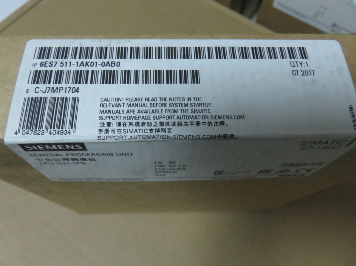 6ES7511-1AK01-0AB0西门子CPU1511-1PN模块6ES7 511-1AKO1-OABO