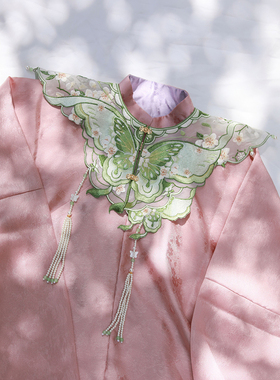 黎落阁汉服明制云肩领子新中式绝美学士服绣花旗袍流苏云肩女配饰