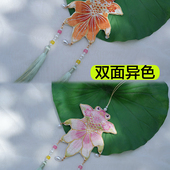黎落阁原创荷包双面异色刺绣加长流苏挂件古风禁步年年有鱼吊坠