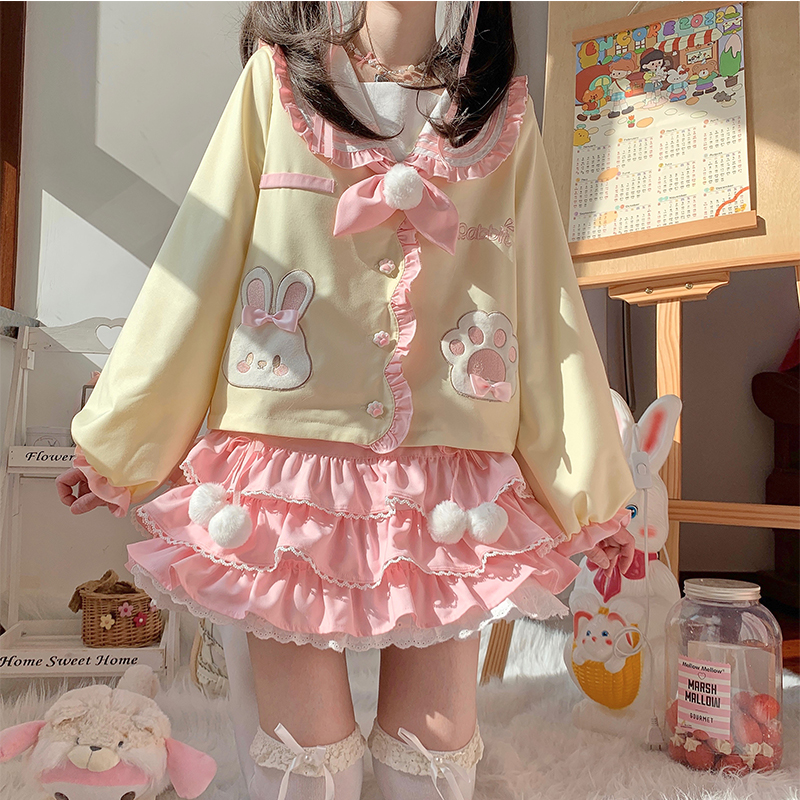 原创  甜心萌兔幼稚园   甜美可爱软妹水手服学院风套装