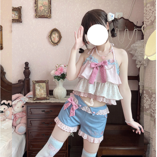 原创  【贝壳海歌 】少女渐变色防晒外套吊带上衣短裤