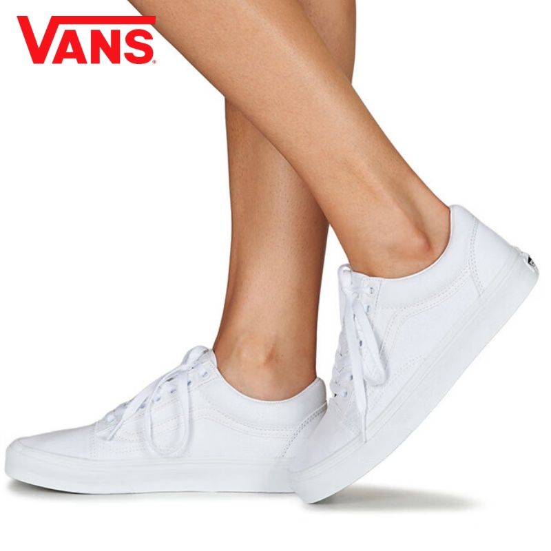 Vans范斯女款 舒适休闲学生校园百搭简约纯色轻便时尚运动小白鞋