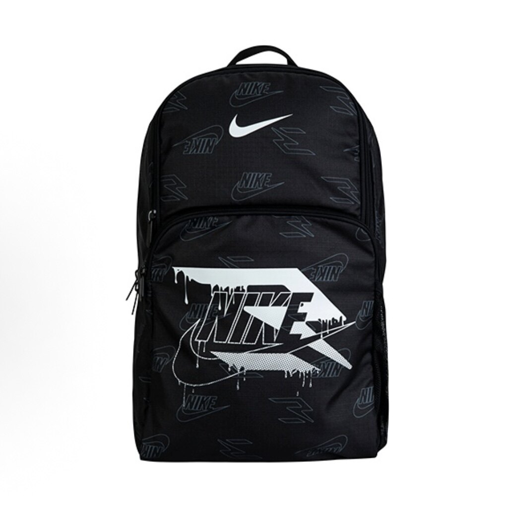 Nike 29L 3brand系列满印多口袋大容量双肩包男女同款情侣款 正黑