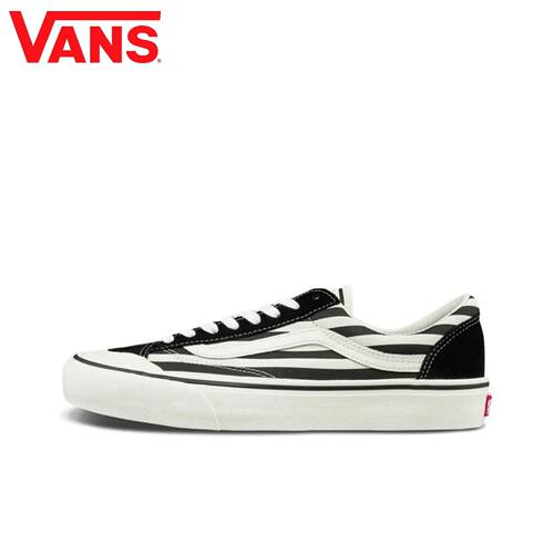 Vans范斯女黑白侧边条纹低帮板鞋