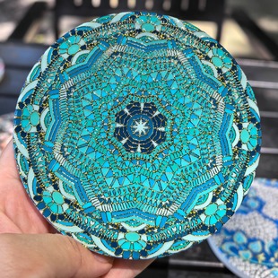 出口印尼浮雕花砖描金轻奢杯垫咖啡茶壶底托防烫隔热垫纪念品