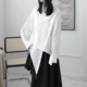 EAM 衬衣 女小众设计感不对称宽松大码 STUDIO不规则斜门襟长袖 衬衫